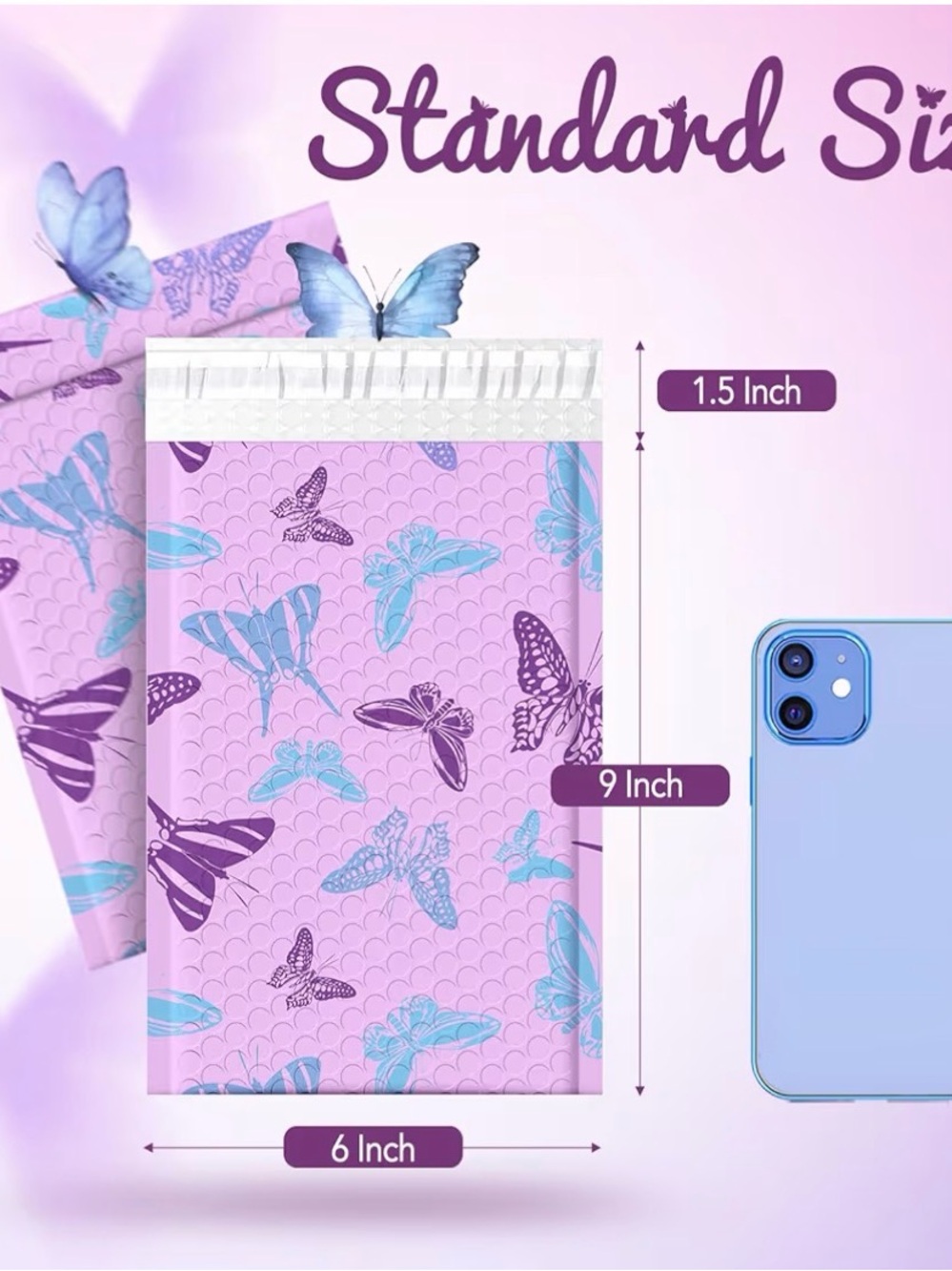 20 Purple Butterfly Bubble Mailers - Picture 4 of 9
